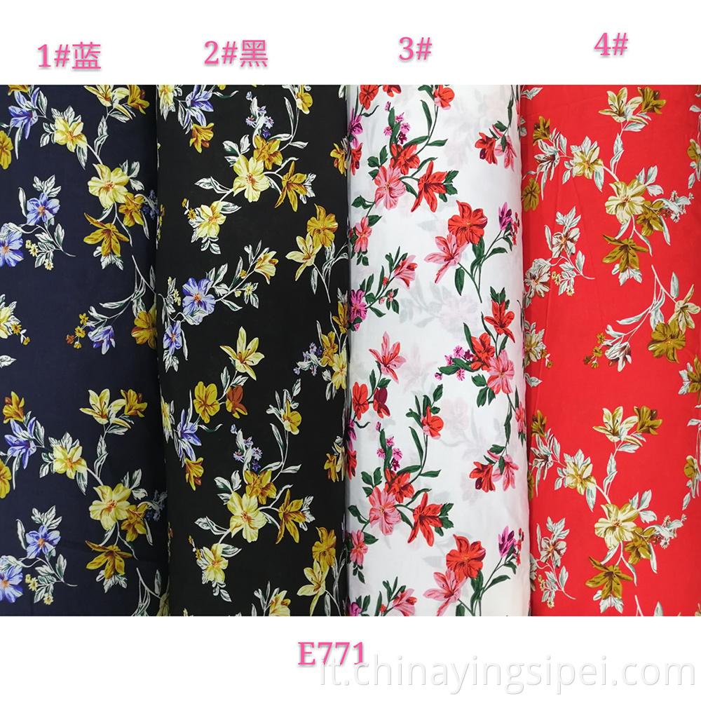 ISP Textlie Challis 45S*45S Textile Spun 100% Rayon Stamped Fabric Digital Printing Produttore